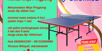 Rental sewa tenis meja pingpong murah meriah