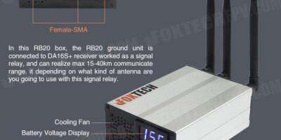 وحدة تحكم راديو FOXTECH DA16S+ UAV مع ترحيل إشارة RB20 تم تصميمه للنطاق في nuhūd